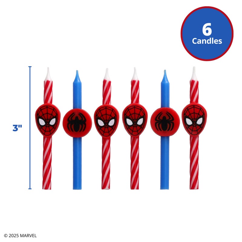 DecoPac Marvels Spider-Man Birthday Cake Candles | 6 Birthday Candles for Cake Decorations, Red & Blue Candles, Cake Toppers for Spiderman Party - Image 3